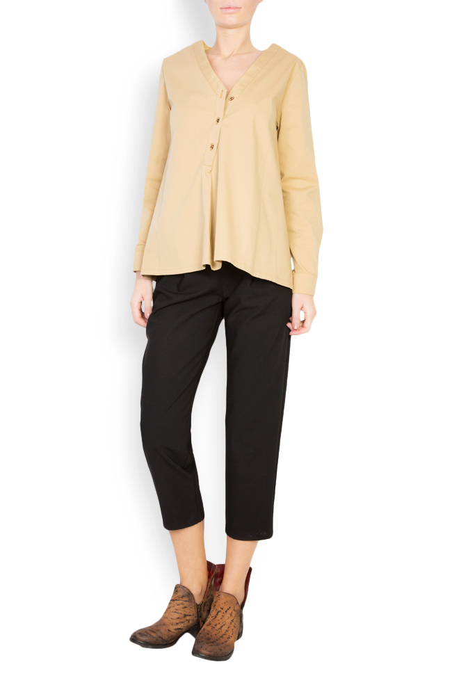 Asymmetric button-embellished cotton blend shirt Undress image 0
