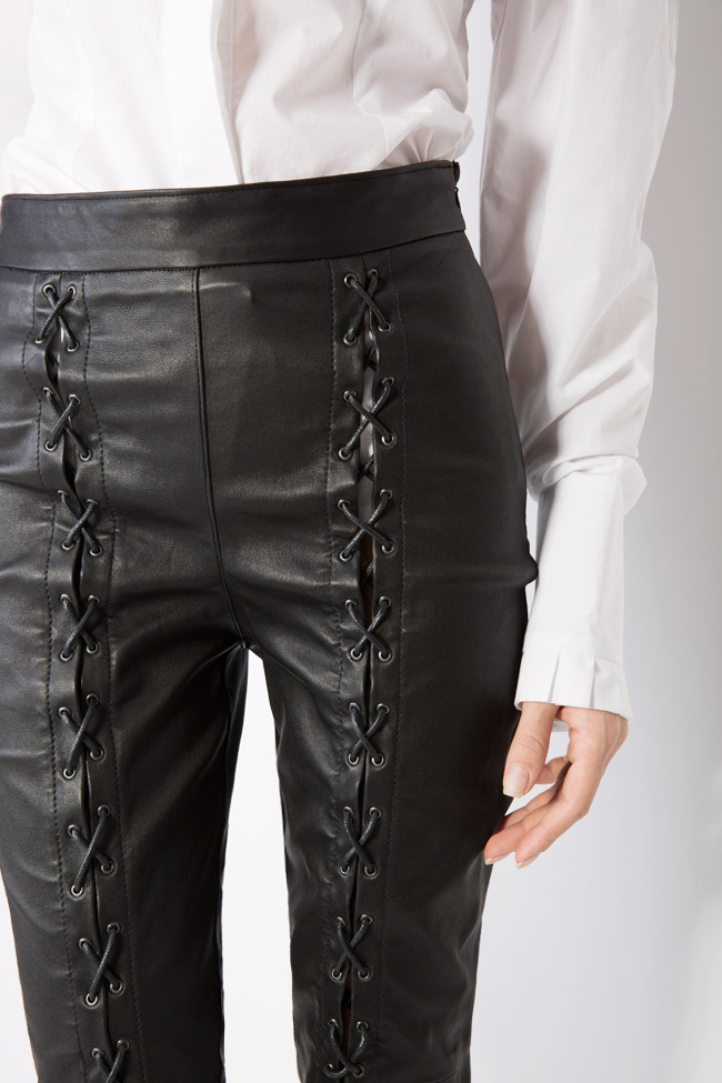 Pantaloni din piele elastica cu snururi  LUWA imagine 3