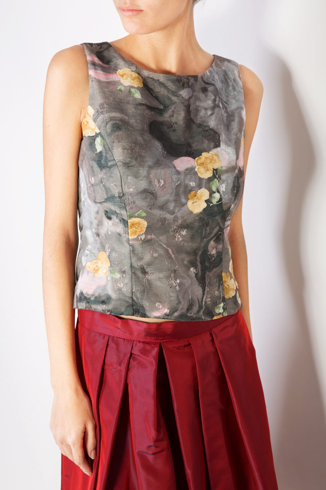 Bluza din shantung cu imprimeu floral Oana Manolescu imagine 3