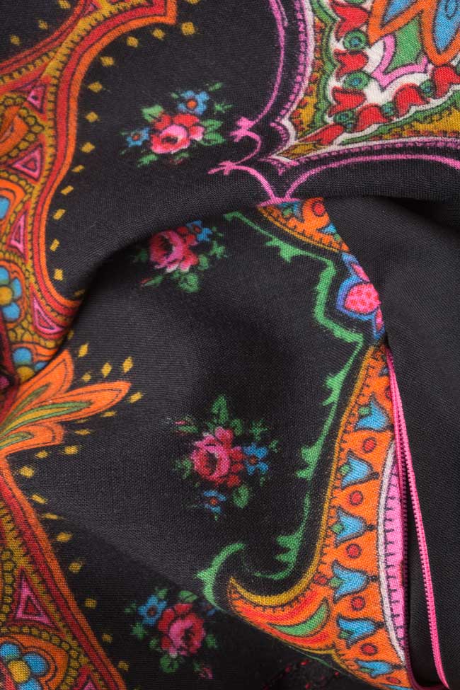 Rochie din stofa de lana cu imprimeu floral Oana Manolescu imagine 4