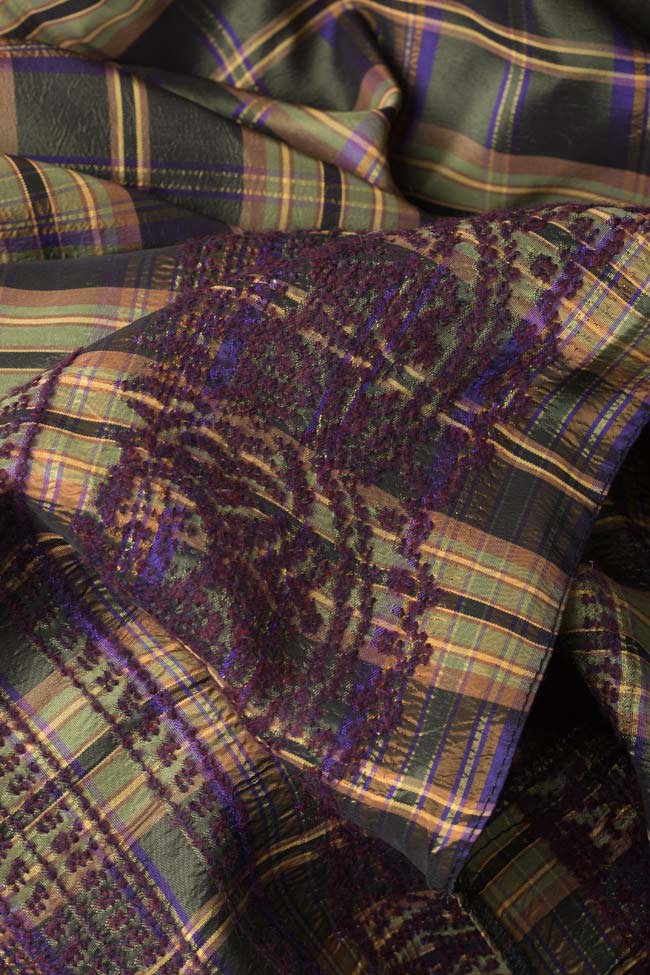 Embroidered silk taffeta asymmetric dress Oana Manolescu image 4