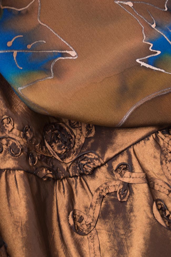 Hand-painted silk-blend taffeta midi dress Oana Manolescu image 4