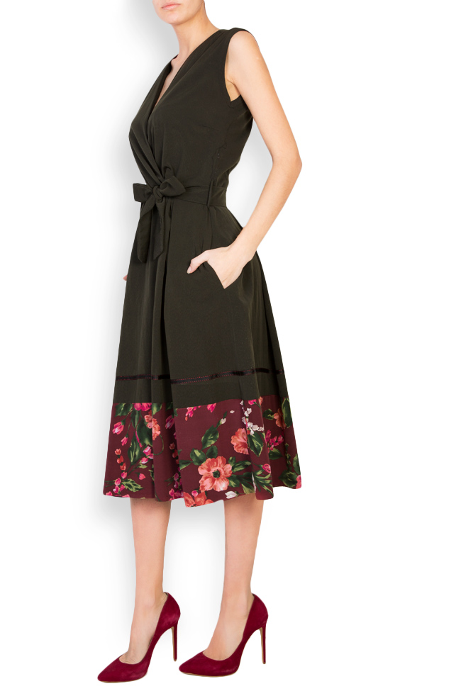 Floral-print silk-blend wrap midi dress Oana Manolescu image 1