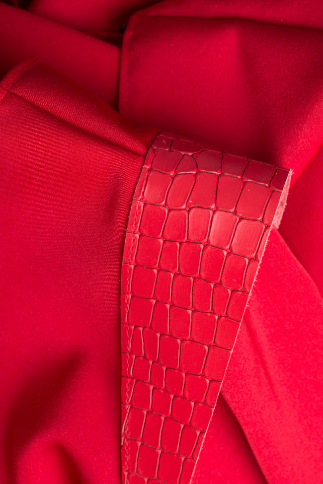 Belted leather-paneled crepe blazer Anca si Silvia Negulescu image 4