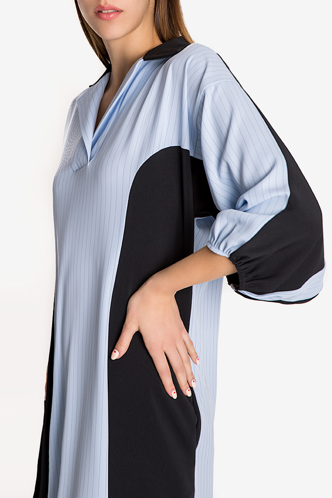Rochie tip camasa cu dungi din viscoza  Bluzat imagine 3