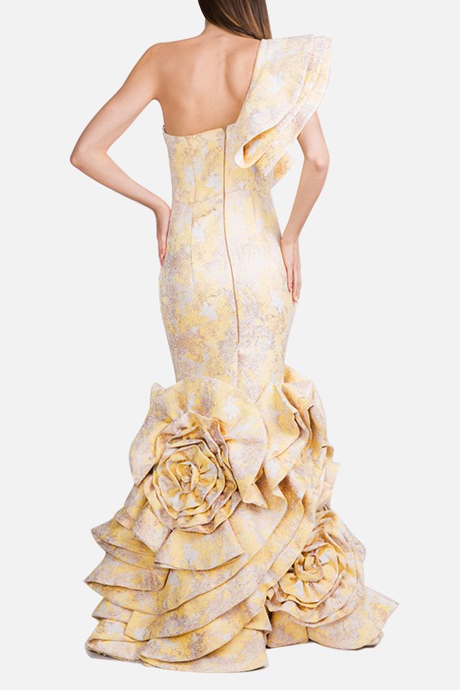 Embellished one-shoulder ruffled brocade gown Alda Ciceu image 2
