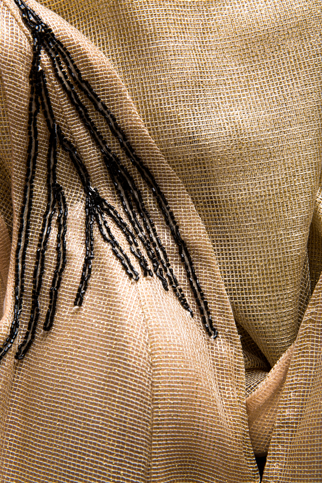 Robe asymétrique en lin métallisé brodée à la main Alda Ciceu image 4