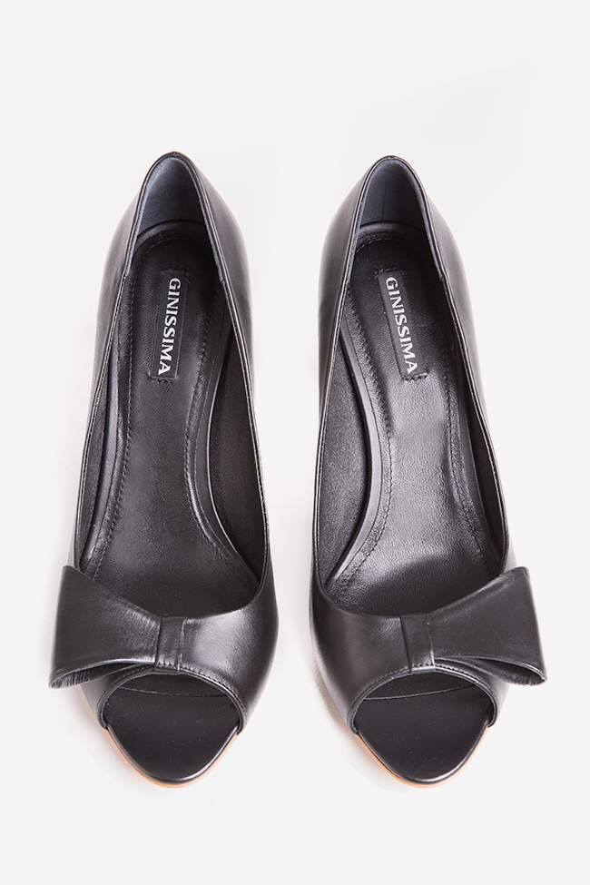 Pantofi din piele cu funda stilizata Agata75 Ginissima imagine 2