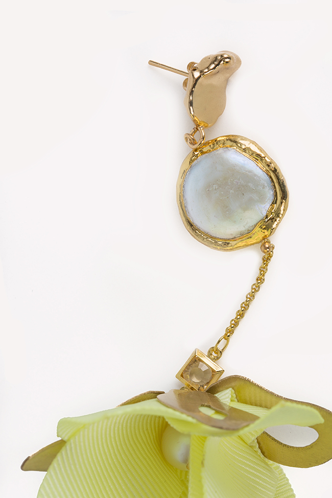 Cercei din alama cu perle de cultura placate cu aur Bon Bijou imagine 2