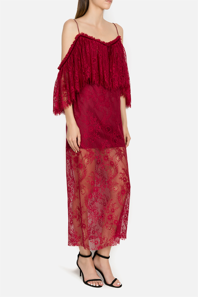 Robe en dentelle à épaules dénudées Rania Arllabel Golden Brand image 1