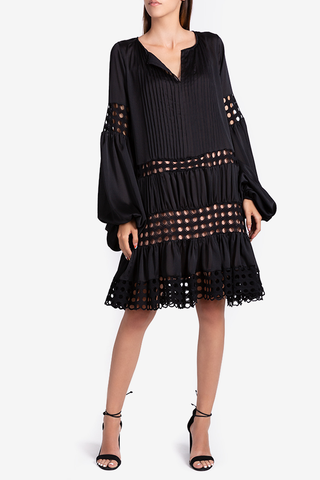 Lace-paneled silk-blend mini dress Bluzat image 0
