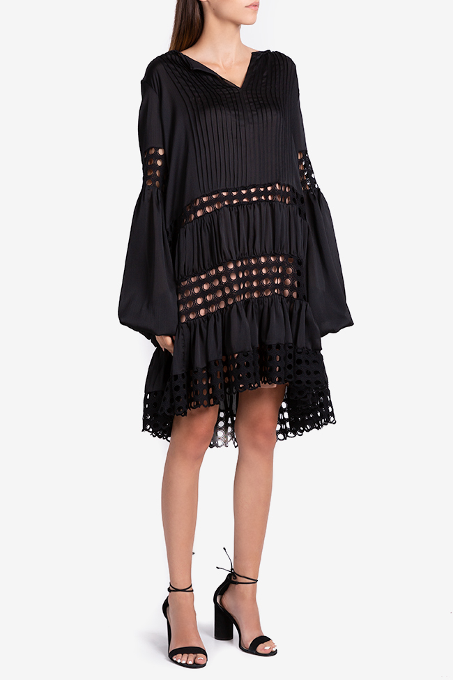 Lace-paneled silk-blend mini dress Bluzat image 1