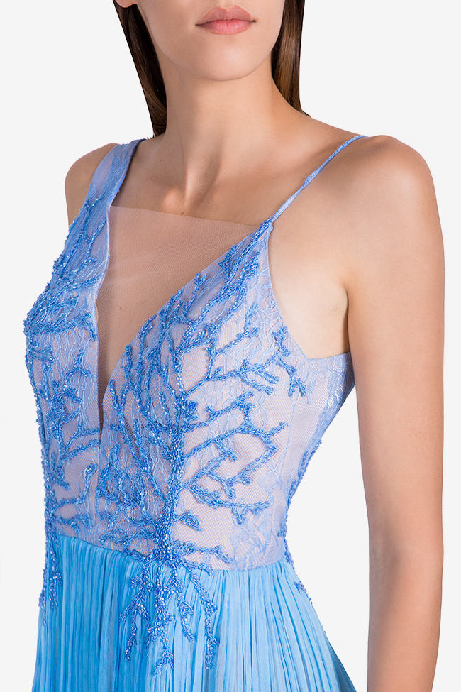 Coral Blue embellished silk-mousseline mini dress Nicole Enea image 3