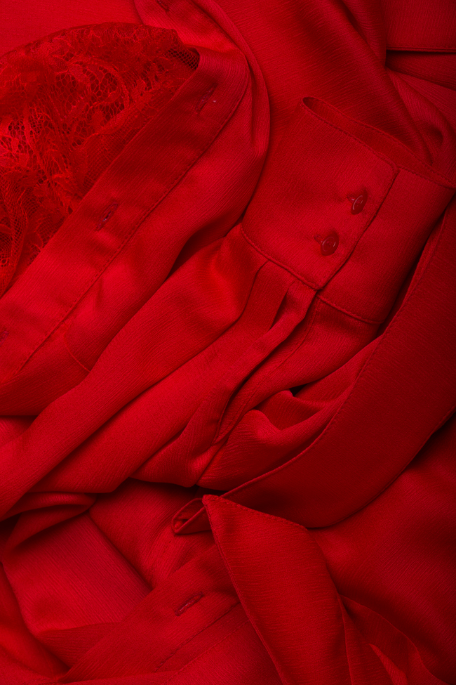 Robe type chemise avec empiècements de dentelle NARRO image 5