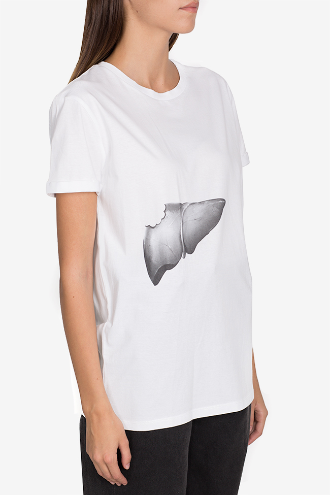 Tricou din bumbac cu imprimeu digital Larisa Dragna imagine 0