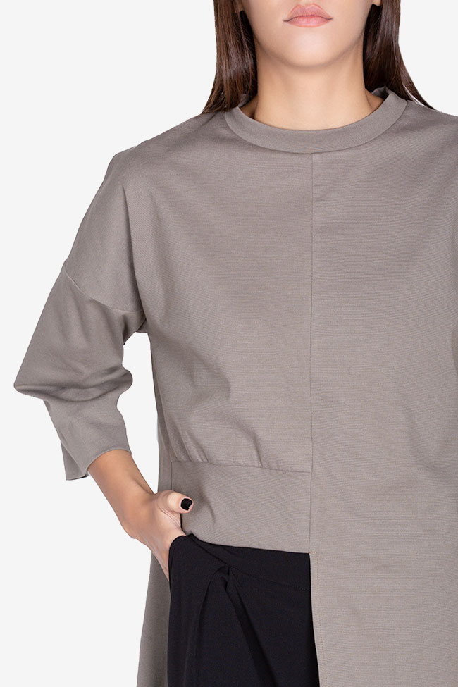 Oversized asymmetric cotton-blend T-shirt Bluzat image 3