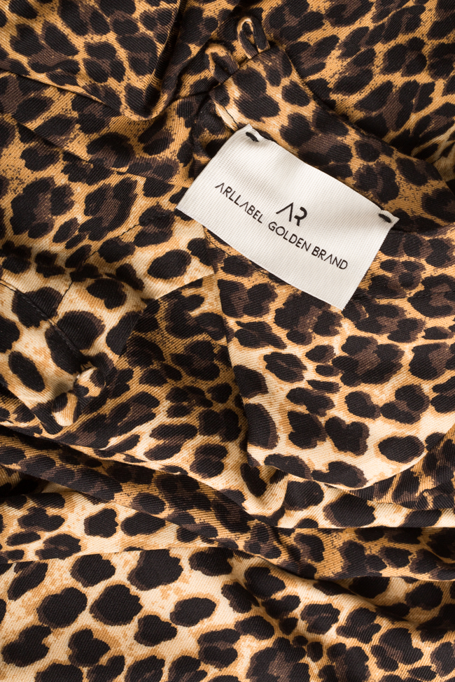 Robe midi en crêpe à imprimé léopard Elsa Arllabel Golden Brand image 4