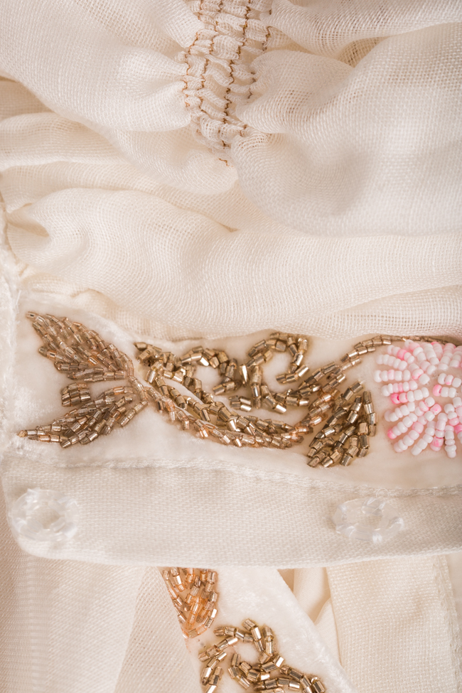 Robe asymétrique brodée à la main en soie et lin Izabela Mandoiu image 4