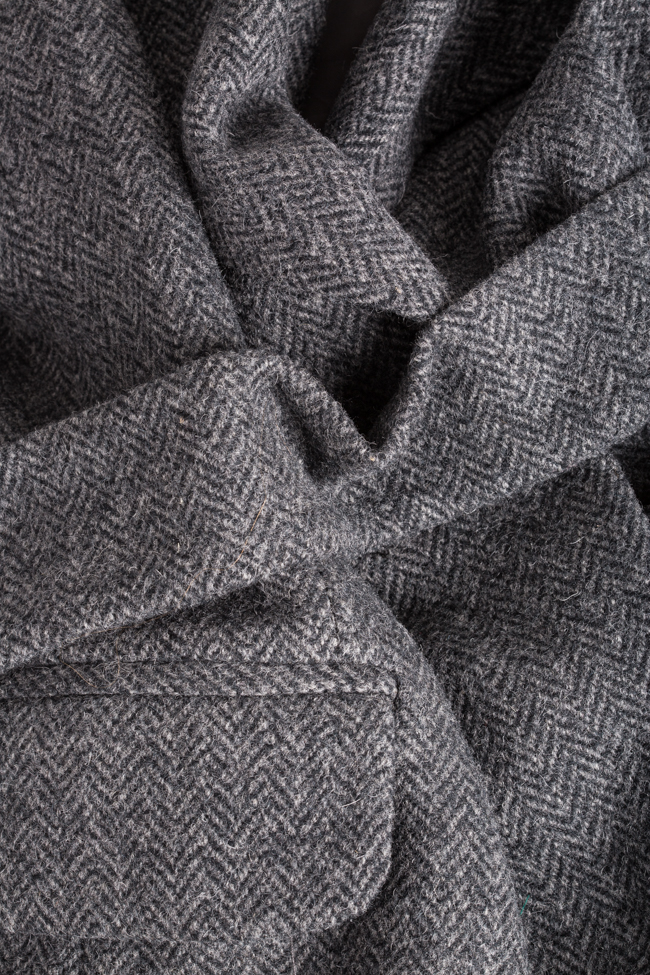 Palton din stofa de lana cu cordon Cloche imagine 4