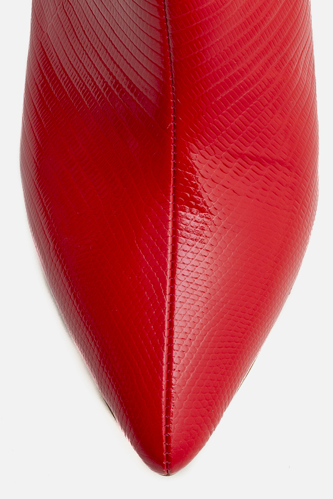 Botine din piele lacuita tip croco Adelle60 Ginissima imagine 3