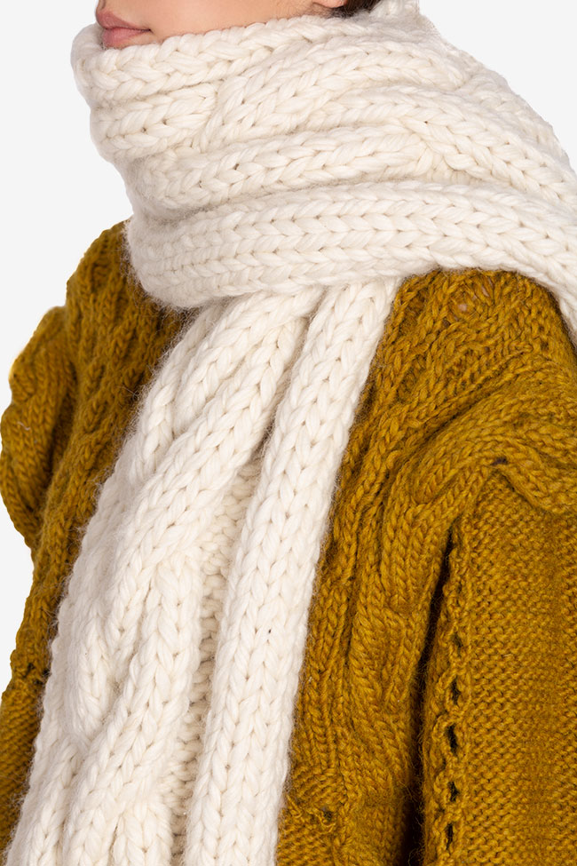 Cable-knit wool scarf NARRO image 3