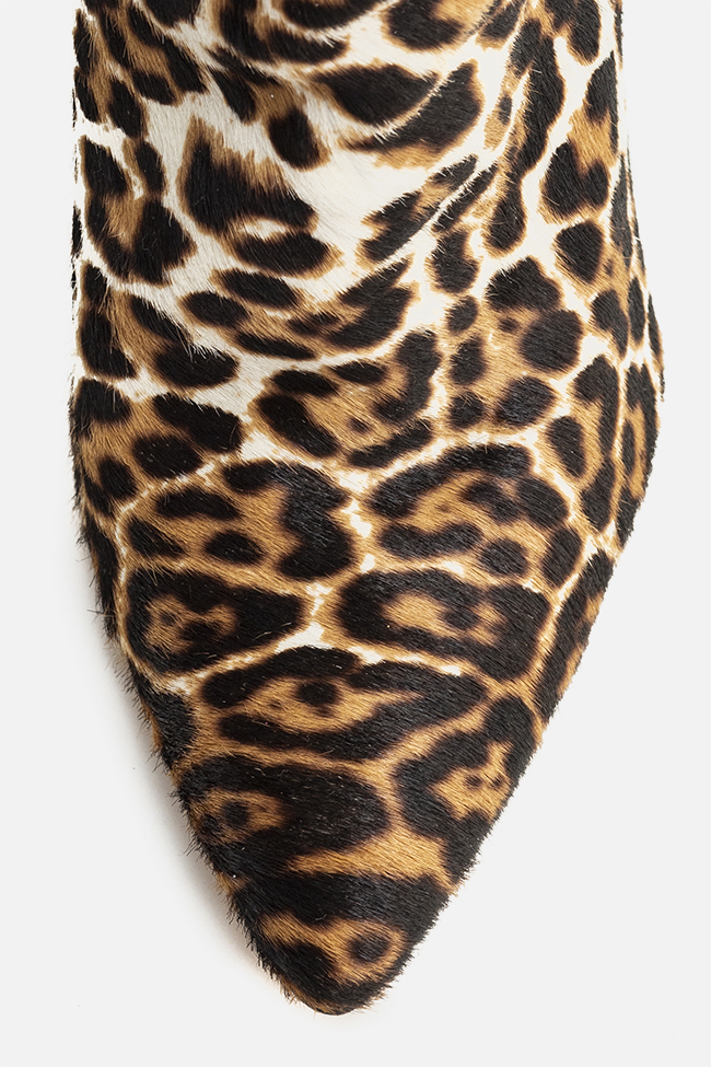 Botine din piele si blana naturala tip leopard Sara90 Ginissima imagine 3