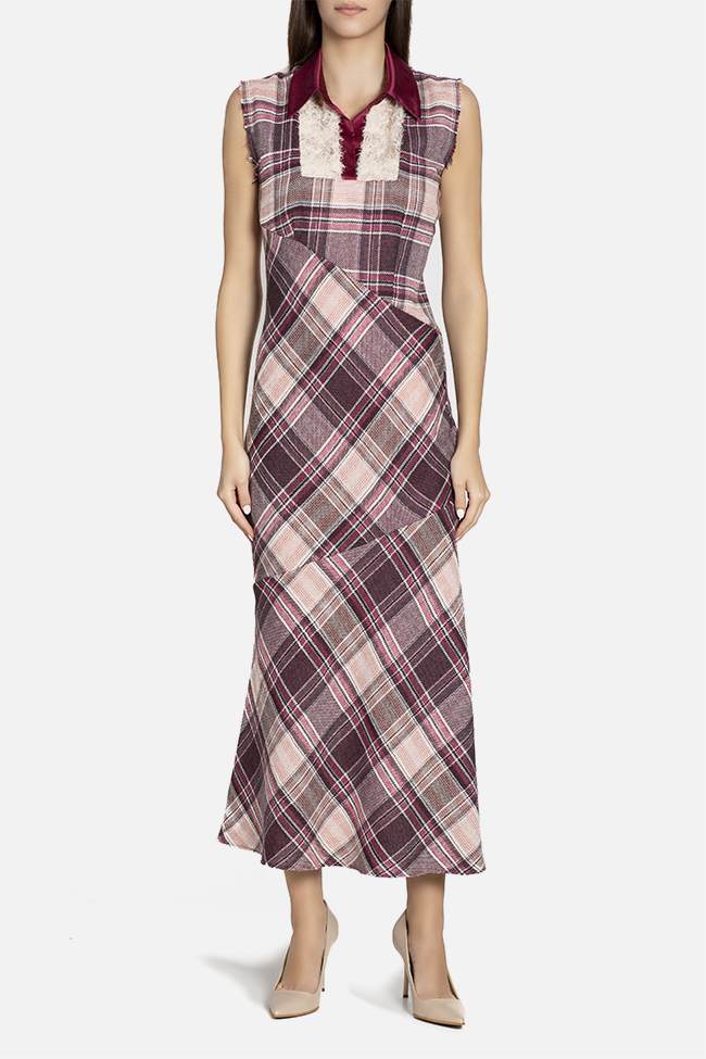 Checked wool and silk maxi dress Elena Perseil image 1
