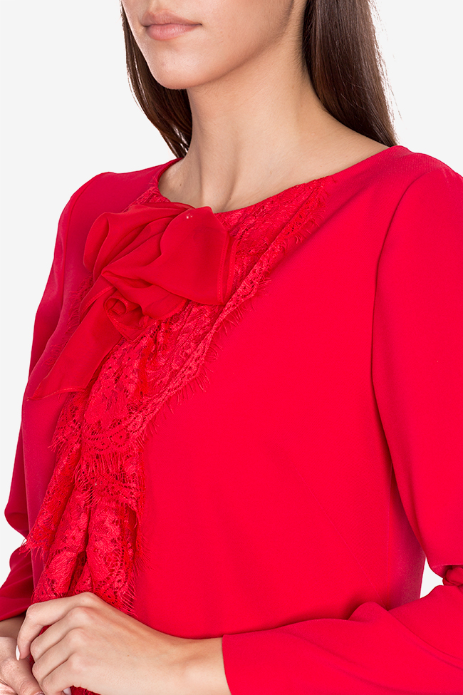 Carolina lace bow-embellished crepe mini dress Mirela Pellegrini image 3