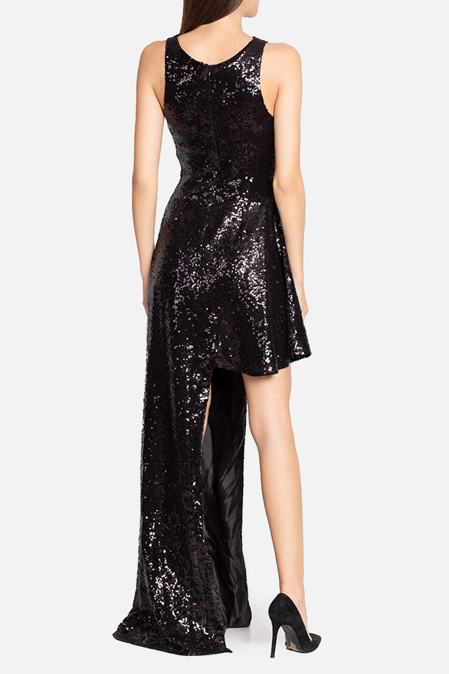 Asymmetric cutout sequined tulle gown InfinityF image 2