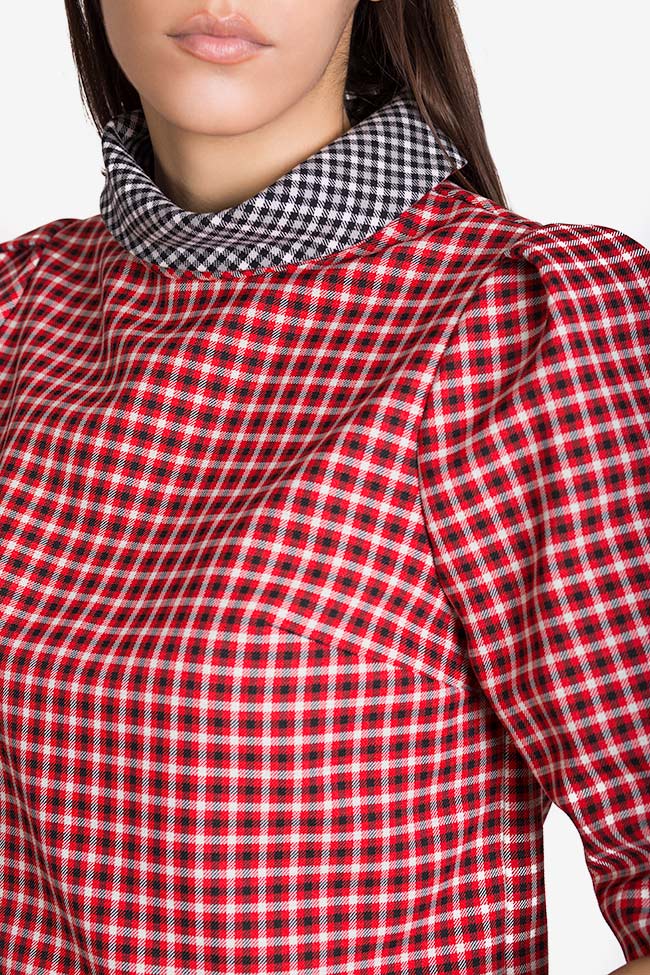Bluza din crep cu imprimeu in patratele Exquise imagine 3