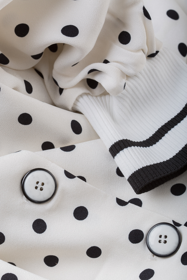 Cold-shoulder polka-dot crepe de chine blouse Exquise image 4
