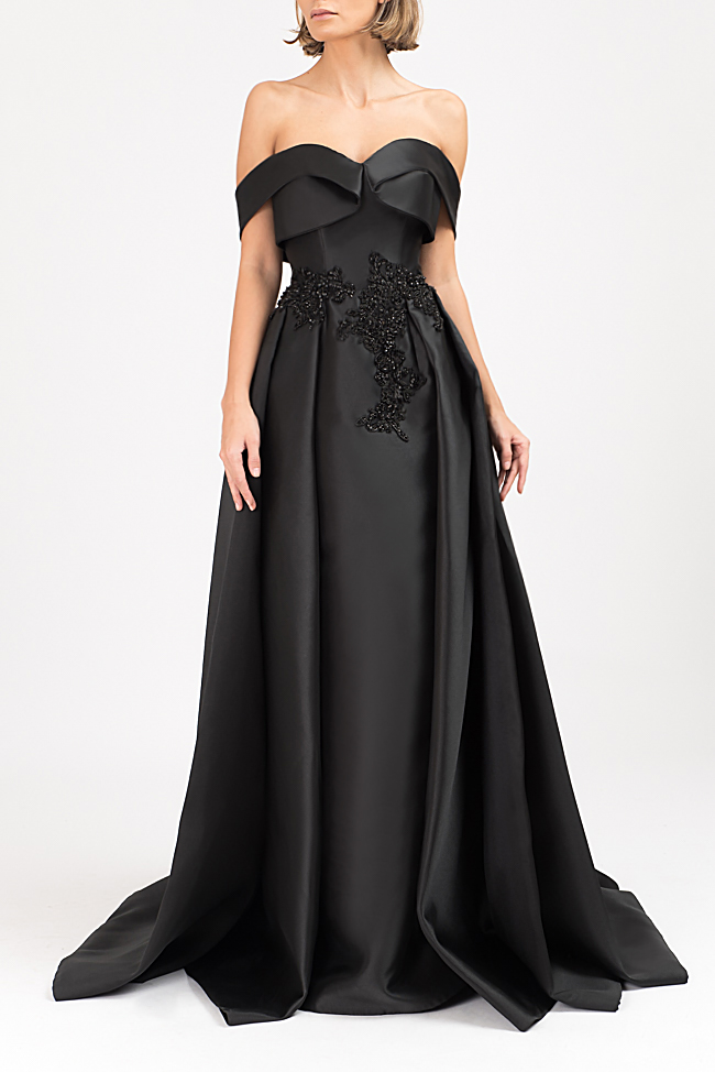 Embroidered off-the-shoulder taffeta gown Bien Savvy image 1