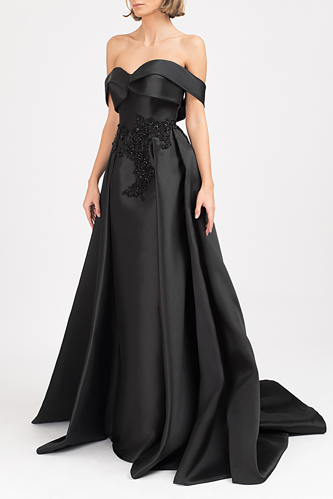 Embroidered off-the-shoulder taffeta gown Bien Savvy image 0
