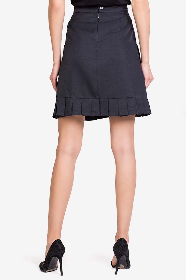 Wool-blend faux-leather paneled mini skirt Lena Criveanu image 2
