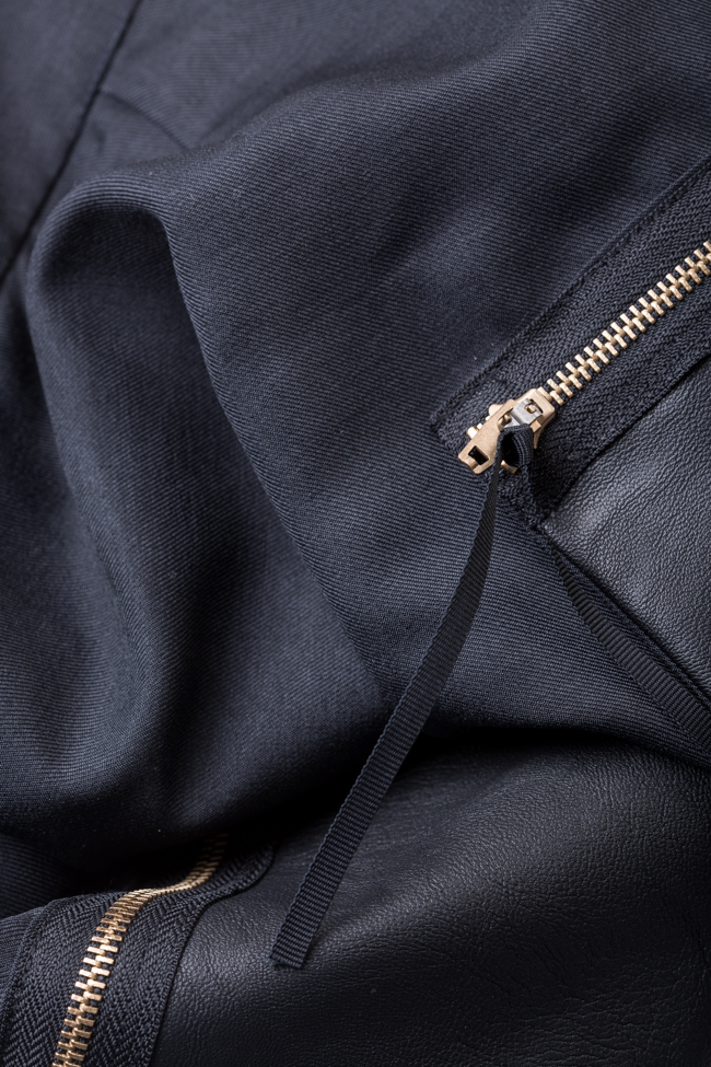 Wool-blend faux-leather paneled mini skirt Lena Criveanu image 4
