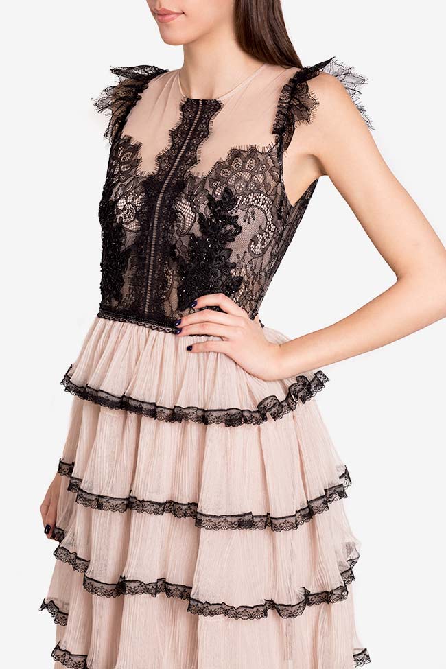Ane embellished lace paneled ruffled tulle midi dress Ramona Belciu image 3