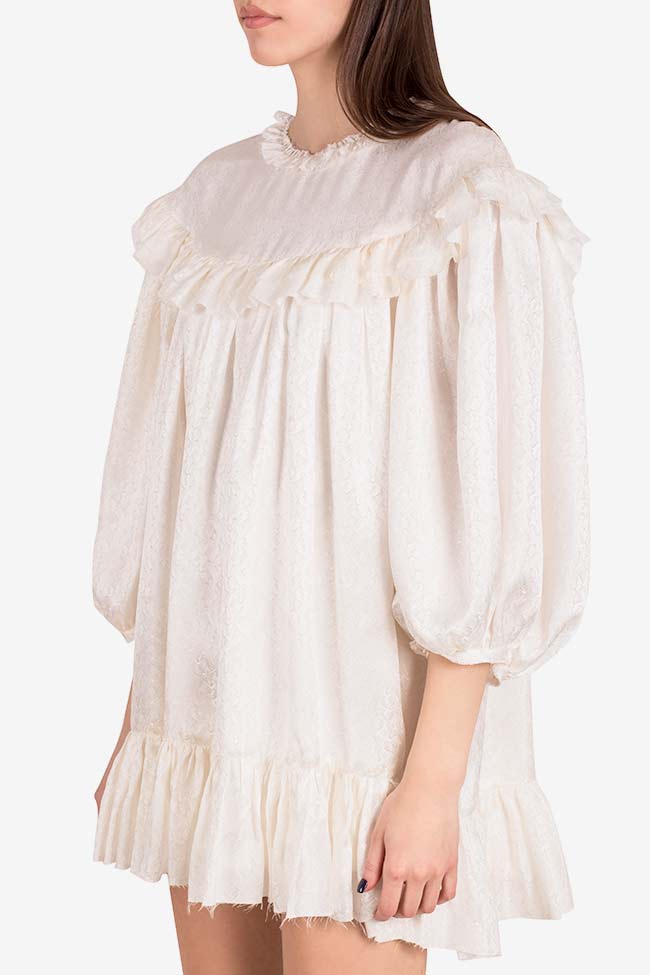 Sweetheart ruffled silk jaquard mini dress I Love Parlor image 0