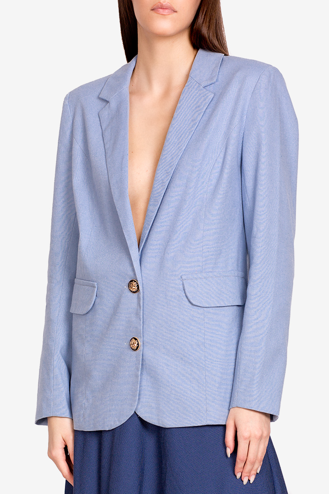 Bleu linen blazer Acob a Porter image 1