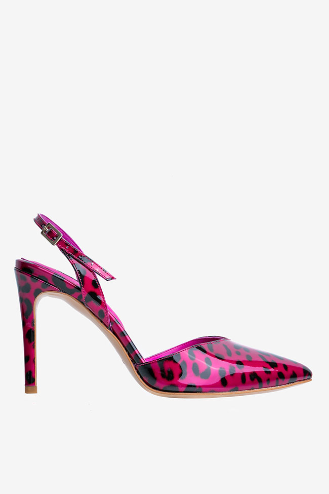 Chaussures en cuir verni imprimé animal fuchsia Ginissima image 0