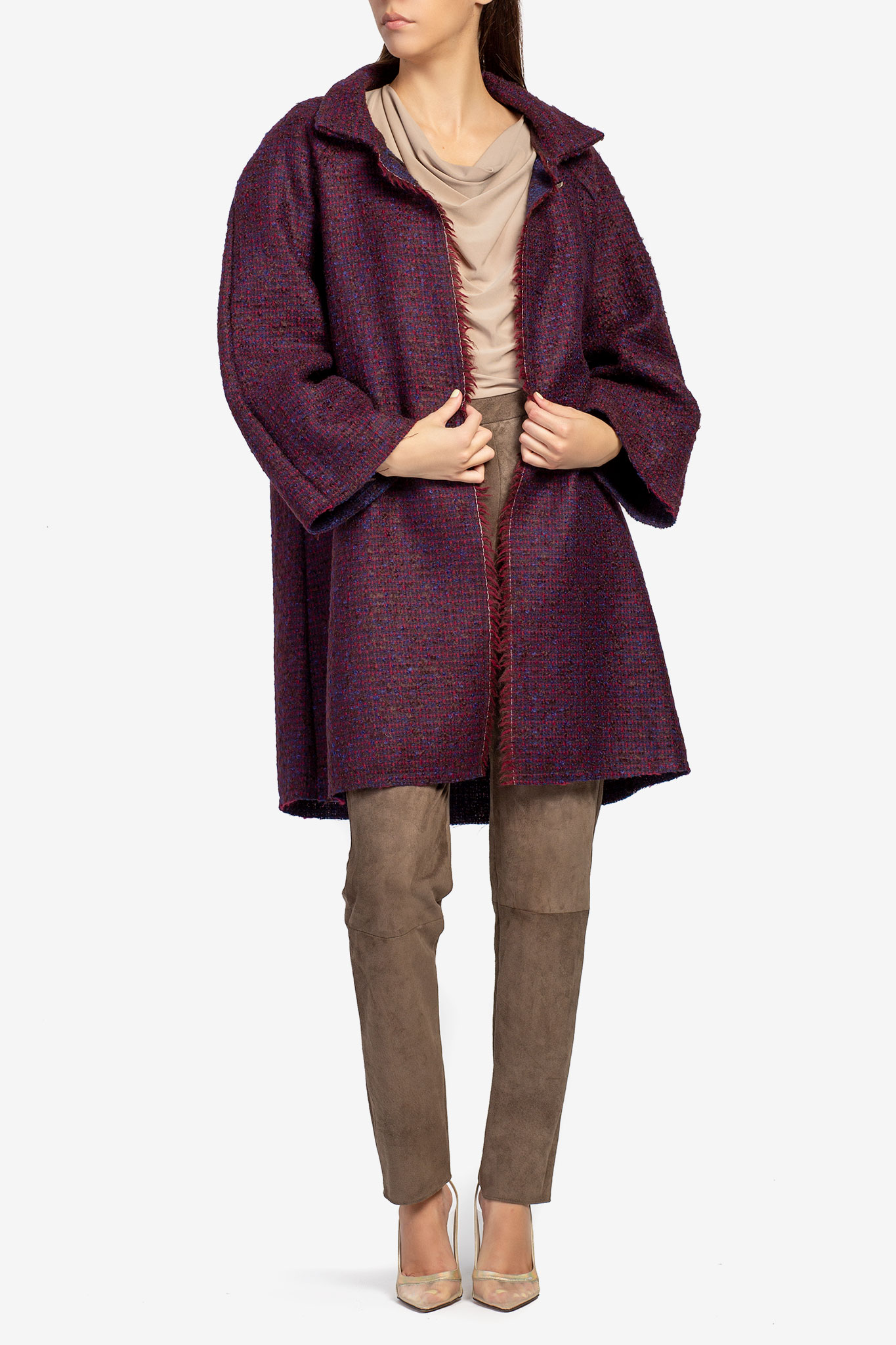 Cardigan din lana bicolor Acob a Porter imagine 1