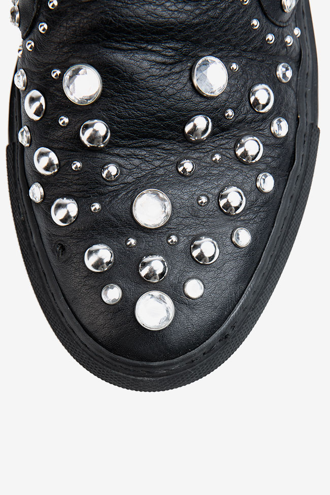Mocasini din piele cu pietre aplicate Givenchy imagine 3