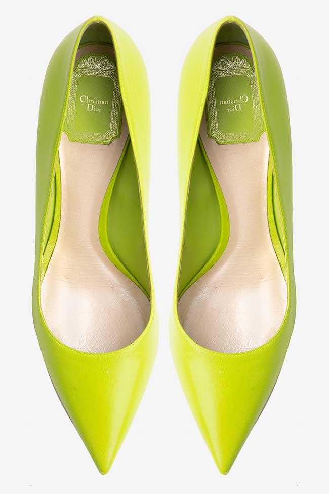 Pantofi stiletto verde neon Christian Dior imagine 2