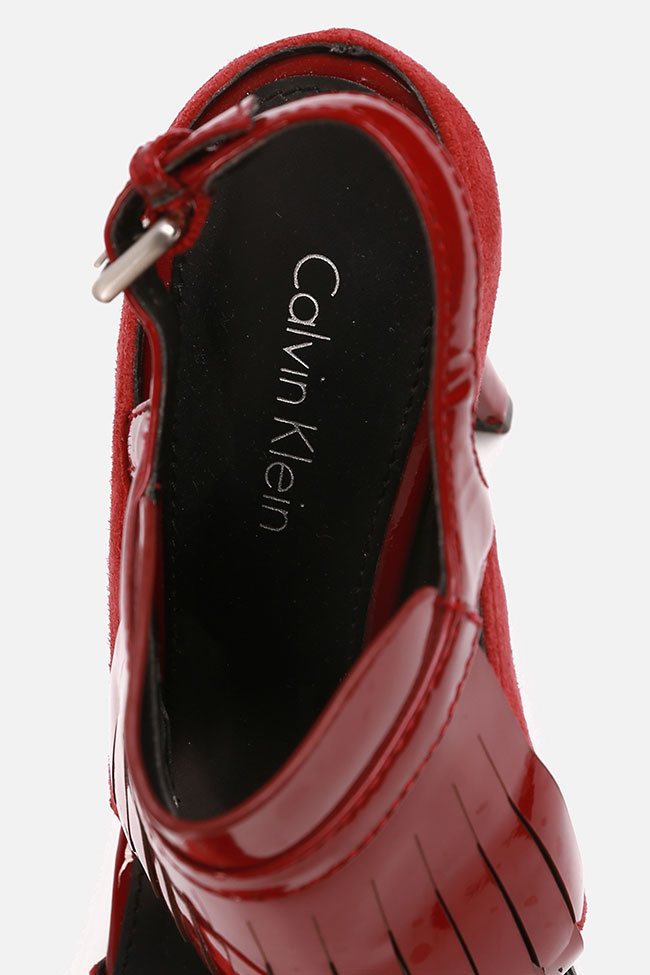 Sandale din piele intoarsa si piele lacuita Calvin Klein imagine 3