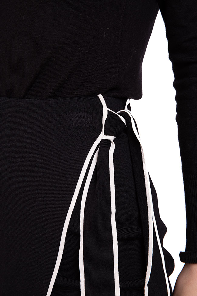 Fusta din bumbac cu vipusca alba Massimo Dutti imagine 2