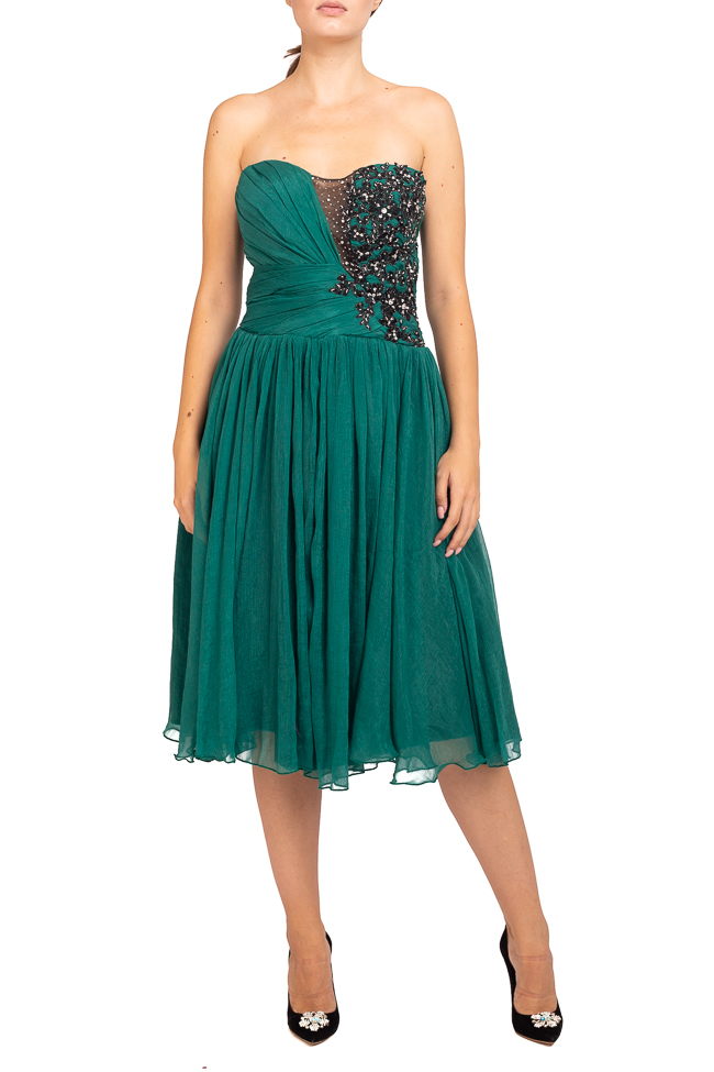 Rochie din voal verde de matase cu aplicatii  O rochie pe zi imagine 0