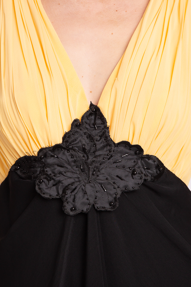 Rochie maxi negru cu galben Agnes Toma imagine 2