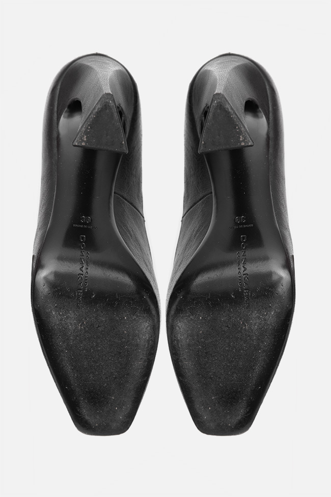 Pantofi din piele cu toc gros Donna Karan imagine 4