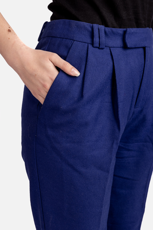 Pantaloni albastri din lana Comptoir des Cotonniers imagine 2