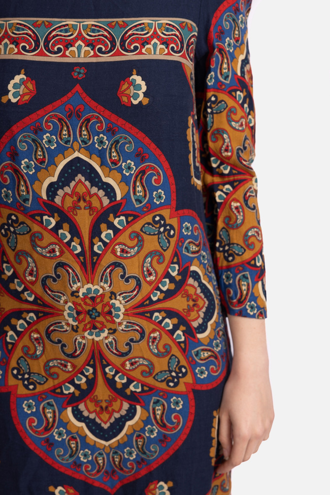 Rochie din viscoza cu imprimeuri colorate Massimo Dutti imagine 2