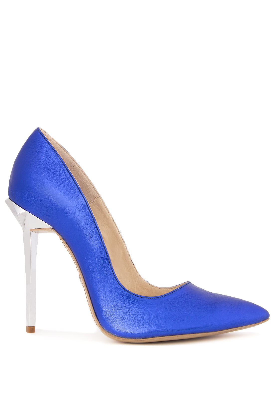 Pantofi stiletto albastru metalizat MIHAI ALBU SECOND HAND imagine 0